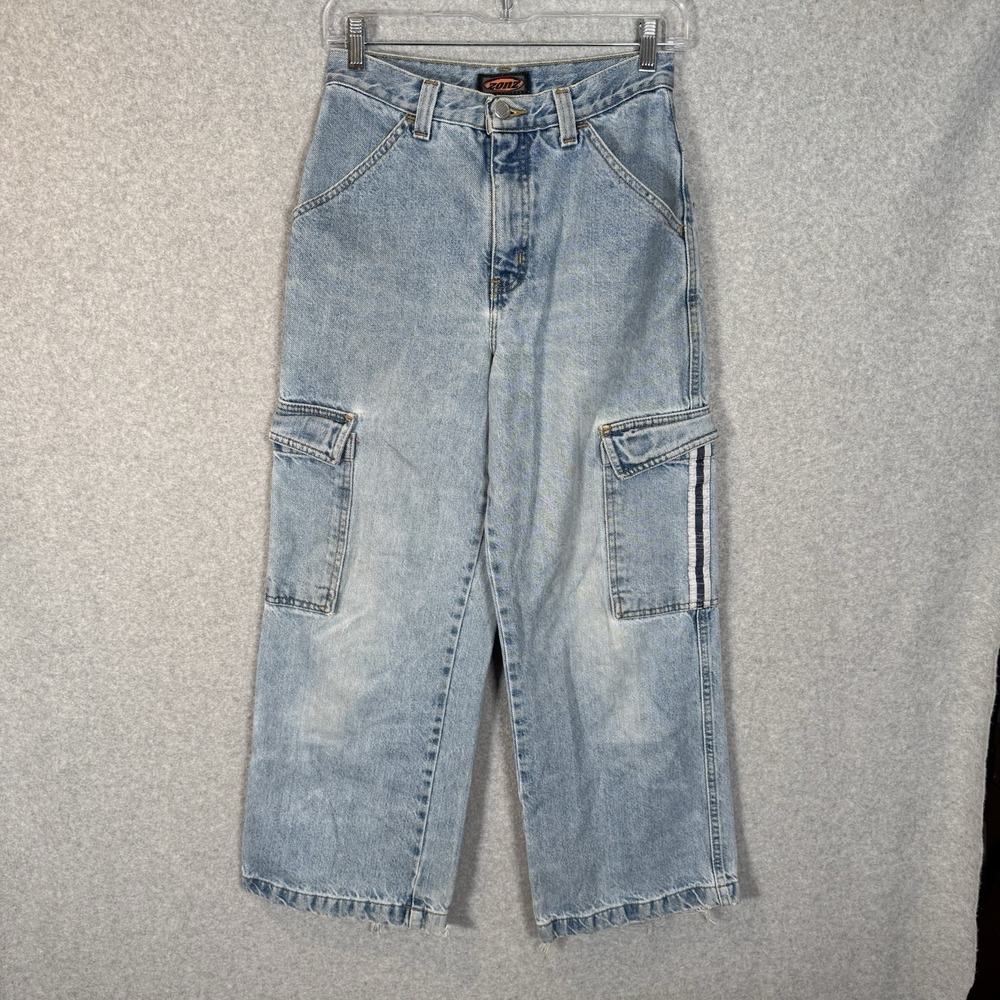 Vintage Zonz Jeans Womens 26 X 25 Denim Wide Leg Distressed Denim